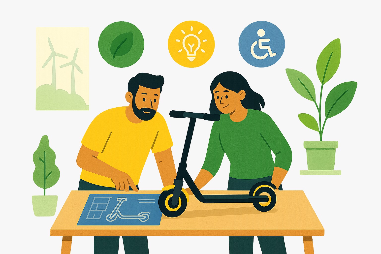 Swedish-designed urban mobility scooters in modern cityscape